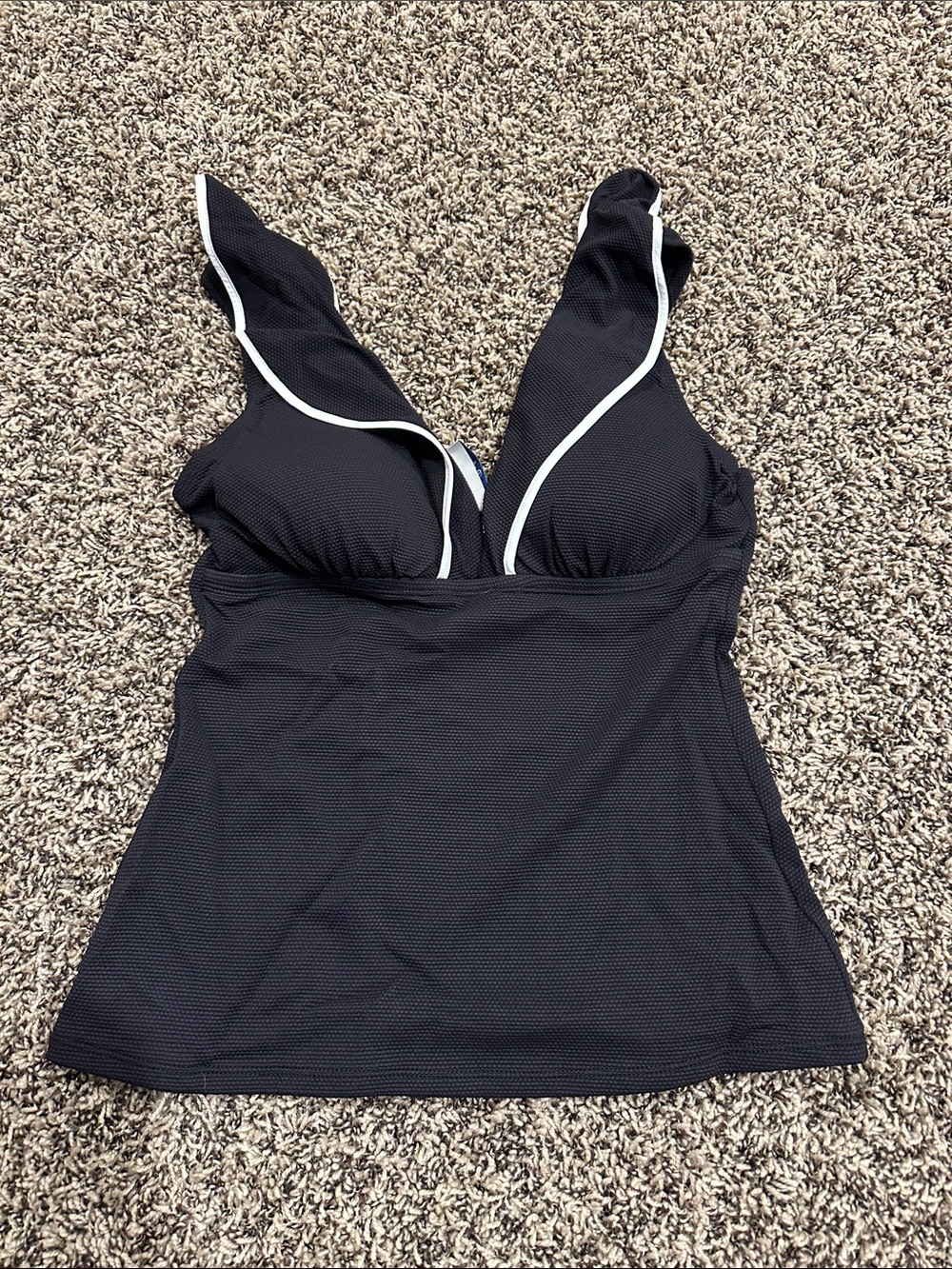 Tommy Bahama Black One-Piece Swim Top with White Trim